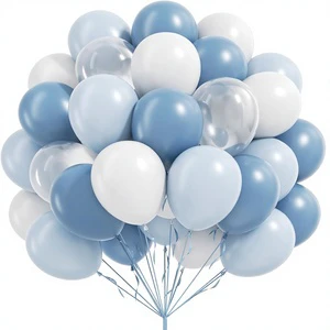 60pcs Dusty Blue 12inch Rubber Balloons Blue White Clear Balloon for Gender Reveal Bridal Baby Shower Birthday Party Decorations