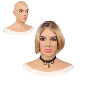 Young Girl Head Mask Silicone Male to Female Halloween Party Mask Crossdresser Facemask Transgender 5 Colors