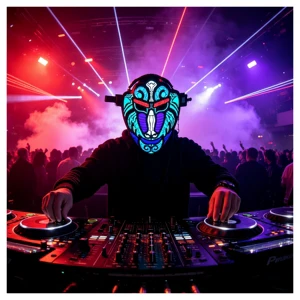 EL Flashing Mask With Real Time Sound to Light Sync. Flashes with Music and Voice. Custom Design for Rave, Party and Festival.