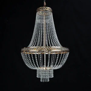 New Wedding Decoration Metal Iron Plating Crystal Bead Curtain Chandelier Event Stage Ceiling Light