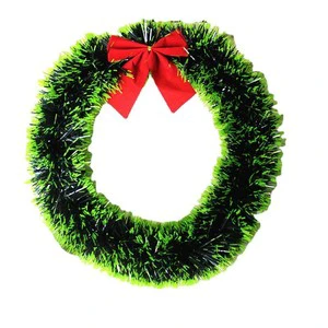 New Fashion Home Front Door Christmas Wreath Decoration Red Bow Tinsel Garland Christmas Decor