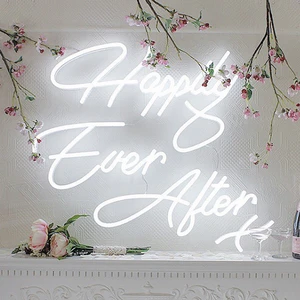 Wall Mounted Happily Ever After LED Neon Acrylic Wedding Sign