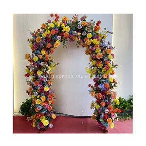 Customized Arrangement Flower Moon Gate Stage Backdrop Colorful Artificial Flower Wedding Arch for Wedding Decoration