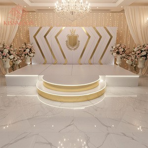 Customized Size Semi-circular Rectangular White Acrylic Wedding Stage Hotel Event Banquet Decoration