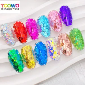 Mixed Hexagon Colorful Sequin Powder Festival Rave Carnival Chunky Nail Glitter for DIY Nails Body Makeup Gel Polish Accessory