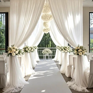 2026 High Quality Wedding White Ceiling Drapes Fabric Sheer Draping Arch Chiffon Curtain Decoration Wedding Ceiling Decoration
