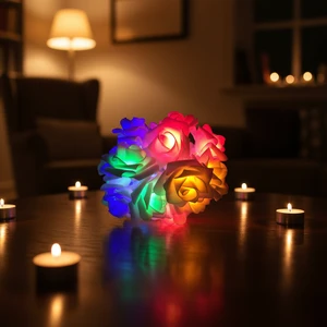 Yiliang 2.5M/10M/Customized 220V/110V 2700K Soft Warm White LED Light 20-Rose Garland IP65 Outdoor Wedding Event Party Lighting