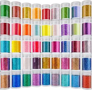 Long Lasting Glitter 45 Colors Set, Holographic Glitter Powder for Tumblers, Arts and Craft Glitter