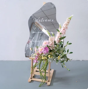 Hot Selling Transparent and White Silk Wedding Welcome Sign Beautiful Floral Event Sign with Detachable Flower Box