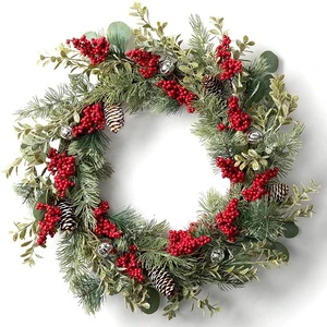 Christmas Ornament Artificial Red Berries Christmas Wreath Christmas Hanging Outdoor Wreath Decoration