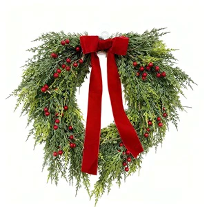 New Pine Needle Red Fruit Christmas Decoration Wreath for Window Display, Floor Decoration, and Christmas Vine Ring