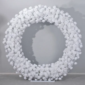 New 2-meter Pure White Rose Ring Flower Engagement Wedding Decoration Flower Wreath Arch Background Decoration Simulation Flower