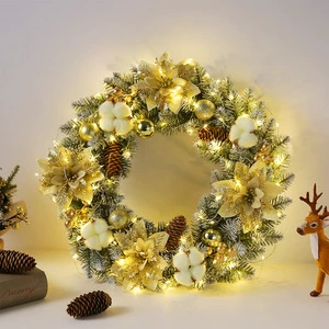 Hotsale Artificial Christmas Wreath with Red Fruit Flower Pine Cones for Outdoor Decoration Christmas Wreath Festive Decoration