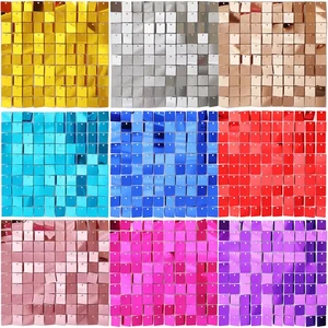 Colorful Glitter Sequins Background Wall Panels Light Gold Square Shiny Panels Wedding Birthday Christmas Party Backdrop