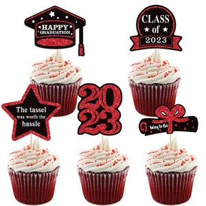 2023 Graduation Party Cupcake Decoration Small Card Decoration Plug-in for Cake