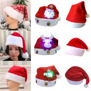 Wholesale Merry Christmas LED Christmas Cartoon Snowman Elk Santa Hats Xmas Holiday Party Hat For Adults Kids Costume Accessory