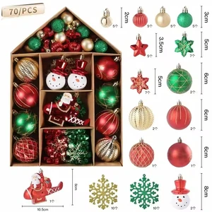Creative Christmas Tree Pendant Hanging Decorations Painted Plastic Ball Christmas Ornaments for Festival Party