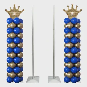 2Pcs Adjustable Balloon Column Stand Set, 32mm Heavy Duty Aluminum Alloy Balloon Tower with Water Base for Wedding Event Decor