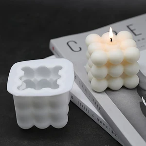 Silicone Reusable 3D Cube Aromatherapy Candle Mold DIY Silicone Rubik's Cube Birthday Candle Molds China for Soap and Cake Tools