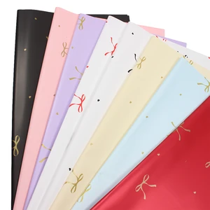 Wholesale Bow Colorful Flower Wrapping Paper Film Bouquet Wrapping Paper for Valentine's Day Mother's Day Graduation Wedding