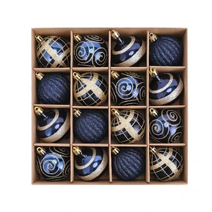 New 6cm Christmas Ball Set 16pcs Colored Plated Tree Ornaments Christmas Pendant Decoration Ball