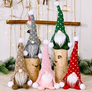 LINGKAI Knitted Christmas Gnome Plush Doll Pom Pom Faceless Santa Gnomes Xmas Table Ornament Home Decor