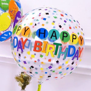 Start Party 22inch Happy Birthday BOBO Latex Balloon Transparent Polka Dot Colorful Birthday Mother's Day Party Holiday Supplies