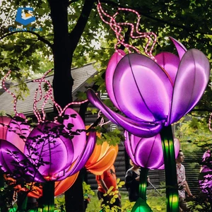 Chinese New Year Festival Lantern Decoration Christmas Flower Silk Lantern For Theme Park