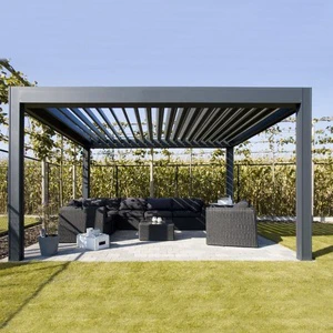 Smart Modern Motorized Pavilion Automatic Cover Louver Slats Gazebo Motorized Bioclimatic Louvered Aluminum Gazebo Pergola