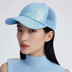 Custom Logo Sequin Baseball Cap Lightweight 5 Panel Glitter Hat High Profile Shimmer Party Cap for Casual Wear
