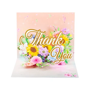 3D Pop Up Greeting Card Laser Cut Custom Flower Happy Birthday Handmade Gift Invitation With Envelope Snow White Paper Creative