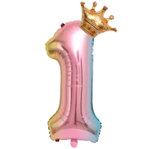 Multicolour Crown Number Foil Balloons Party Decorations for Birthday Weddings and Other Celebrations