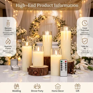 Hot-selling Battery Operated Remote Function Pillar White Glass For Weddings, Birthdays, Christmas & Home Decoration LED Candle