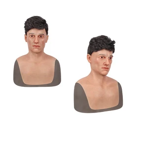 Friendly Halloween Simulation Face Silicone Mask Full Head Cover for Cosplay Crossdressing Transgender Party