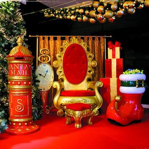 Customs Giant Ornaments Statues Resin Sculpture Santa Throne Chair Photo Ops Boots Mail Box Outdoor Christmas Decorations