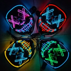 HF Halloween Double Color Light Mask LED Cold Light Props Script Werewolf Kill Party Jump Tide Play V Face