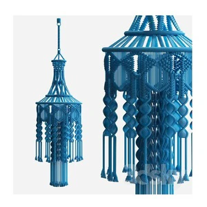 Modern Handcrafted Blue Macrame Chandelier for Wedding Intricate Knot Design Canopy
