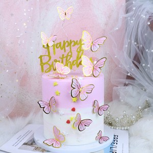 Home Decoration Birthday Party Cake Topper Decorating Butterfly for Cake Pastry Supplies