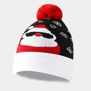 Custom Logo Winter Beanie Hat High Quality 100% Acrylic Warm Knitted Embossed Printing Plain Dyed Hat Christmas Cap