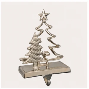 Polished Aluminum 3D Modern Christmas Tree Stocking Hook Heavy Duty Decorative Mantel Piece Garlands Festive Ornament
