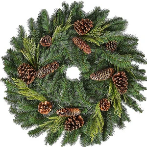 Christmas Wreath Artificial Winter Pine with Magnolia Front Door Wreath Christmas Wall Decoration Winter Wreath