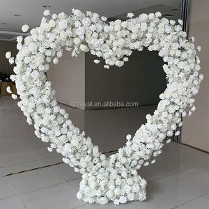 2026 New Factory Custom Artificial Flowers Decoration Wholesale Rose Heart Shaped Flower Arch for Wedding Background Proposal