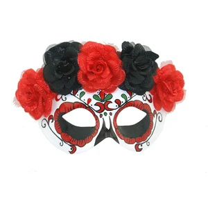 Mexican Day of the Dead Women Half Face Flower Mask Carnival Cosplay Masquerade Female Party Prom Masks