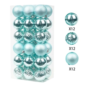 Jintai Manufacturer Private Brand logo Customized 5cm 36pcs Blue Tree Hanging Christmas Ornaments Christmas Tree Balls Set