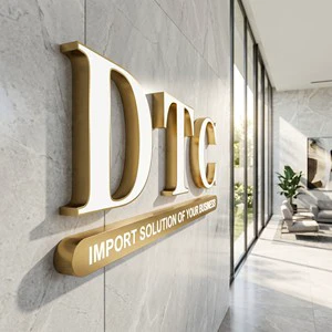 Zhilin Custom 3D Acrylic LED Sign for Wedding Bar Direction-Business Name Illuminated Signage with Gold Mirror Logo IP65