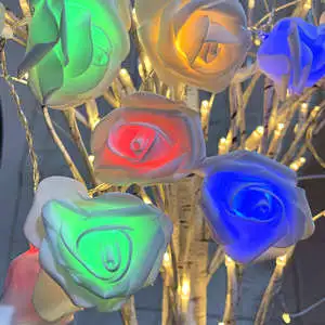 Romantic LED Rose Flower String Lights 3m Warm White Battery Operated Indoor Fairy Lights Valentine Christmas Wedding Room Decor