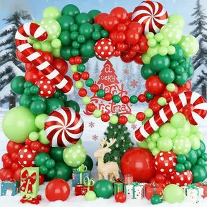 Christmas Balloon Chain Set Candy Foil Red and Green Latex Balloons Celebration Christmas Party Decoration