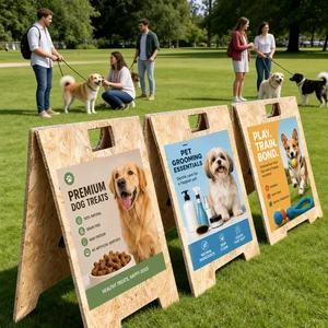 Custom Wooden A-Frame Sandwich Board Sign Foldable Floor-Standing Poster Holder Waterproof Vinyl Cover Powder Coated Finish