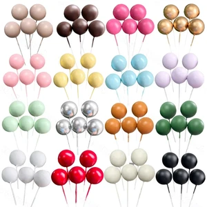 Matte Ball Cake Toppers New Foam Balls Green Faux Reusable for Cake Decoration New Year 20pcs Mix Color