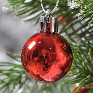 New Christmas 3cm 36pcs/Set Red Plain Ball Electroplated Ball Christmas Tree Decoration Plastic Ornament